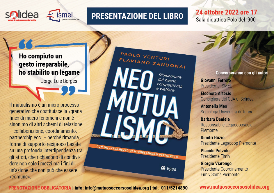 Presentazione libro NEOMUTUALISMO - 24 ottobre 2022 - PRENOTAZIONE OBBLIGATORIA